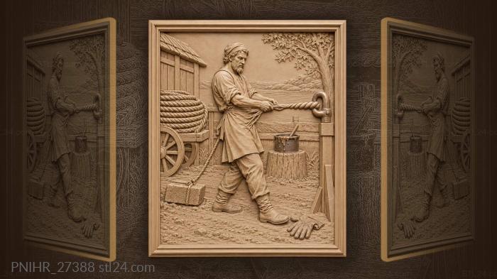 Rope maker at work crafting fibers 3d STL model
