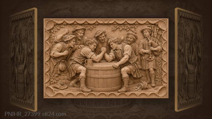 Wrestlers lock arms beside the ale 3d STL model