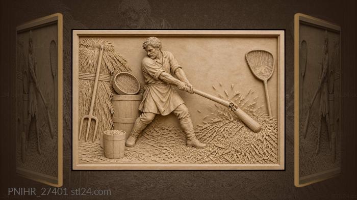 Thresher with grain and tools 3d STL model