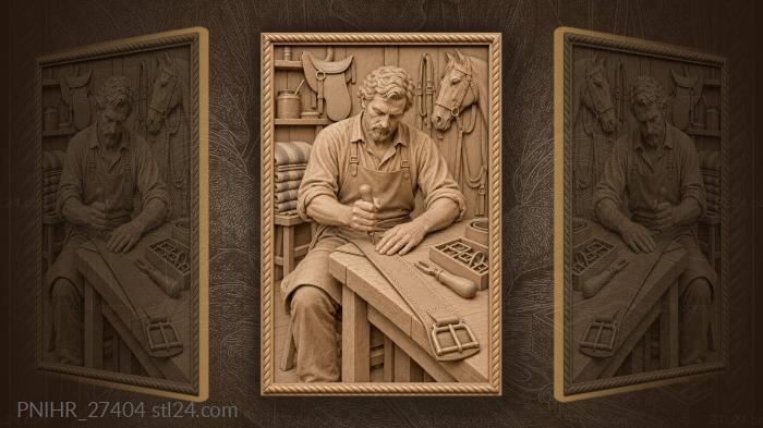 Leatherworker pierces thick hide near buckle tray 3d STL model