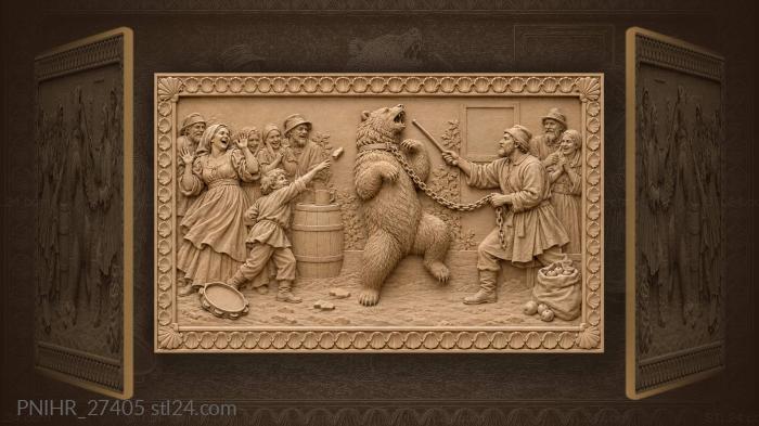 Child tossing a crust to a chained bear 3d STL model