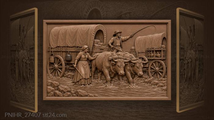 Pioneer wagon train river crossing 3d STL model