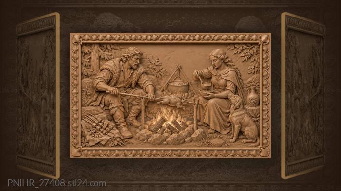 Game on the spit and stew in bowls 3d STL model