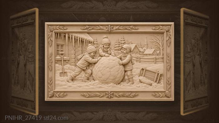 Rolling a giant snowball across the clearing 3d STL model
