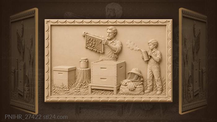 Boy smokes the hive for beekeeper 3d STL model