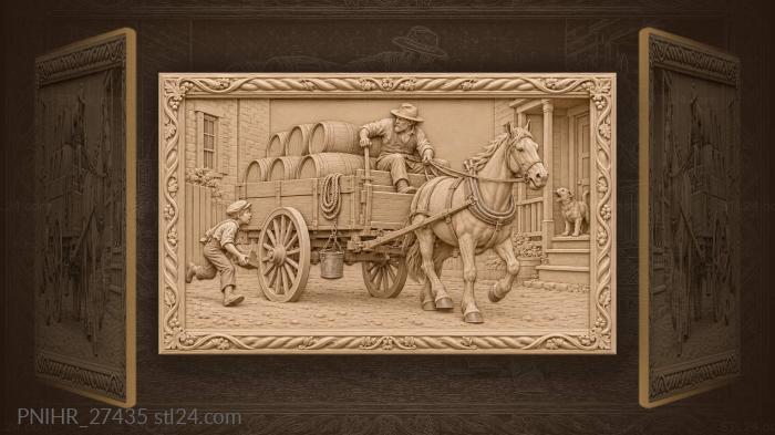 Wagon driver brakes as boy readies chock 3d STL model