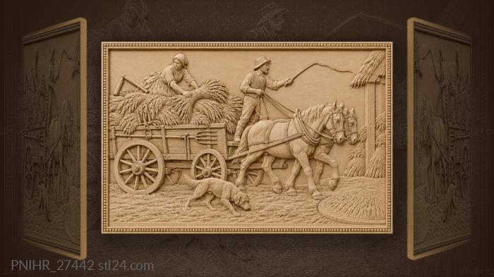 Rye harvest wagon approaching threshing floor 3d STL model