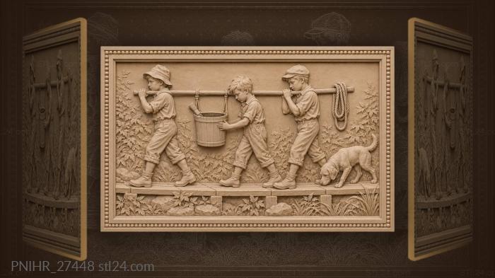 Carriers haul tar while dog follows 3d STL model