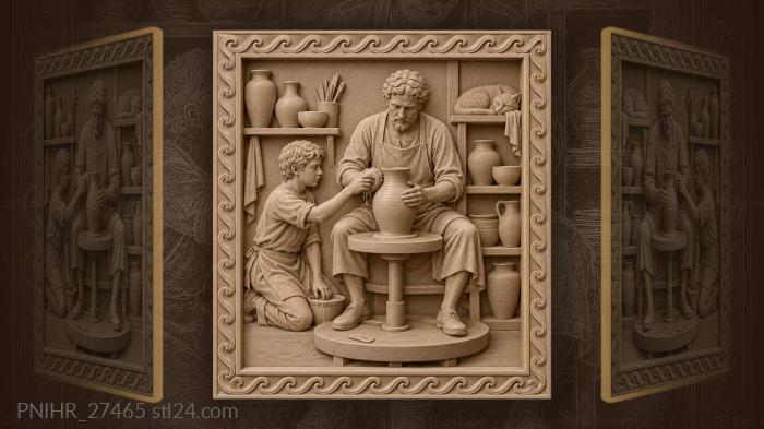 Apprentice wets the vessel with sponge 3d STL model