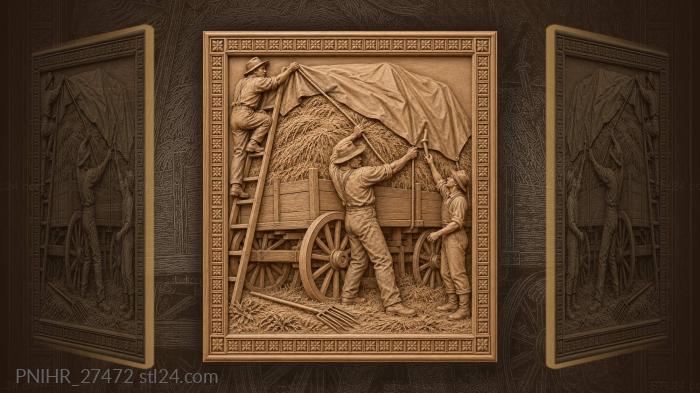 Hay wagon securing a canvas cover 3d STL model