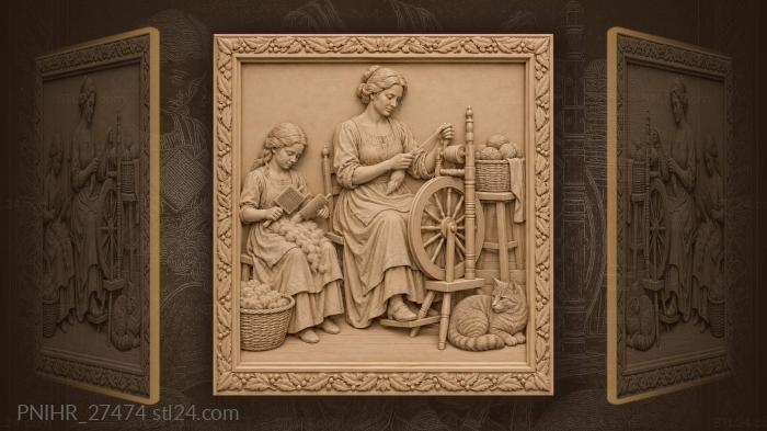 Spinner works wheel beside carding daughter 3d STL model