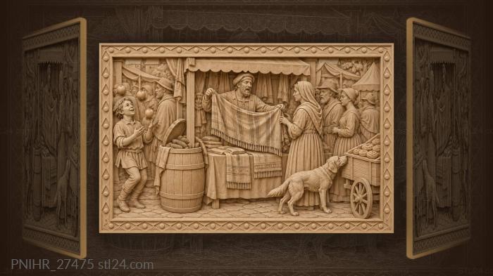 Fairground bustle merchant and playful boy 3d STL model