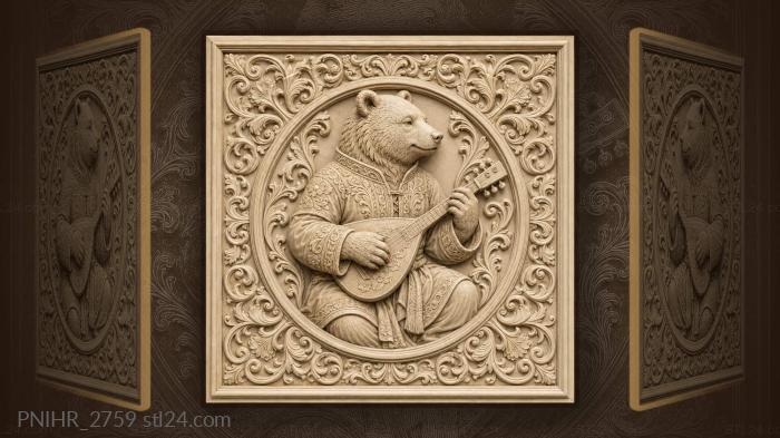 Musical bear in folk costume 3d STL model
