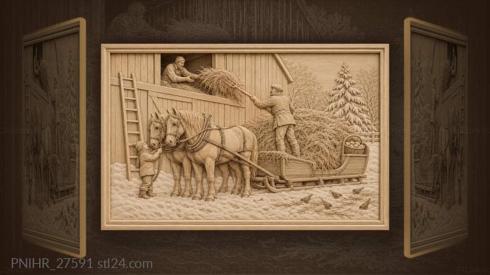 Sleigh full of winter hay 3d STL model