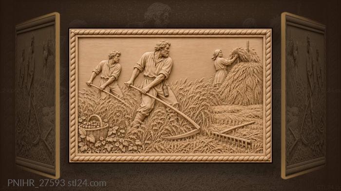 Sunrise mowing golden summer meadow 3d STL model