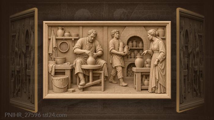 Potter’s workshop bustling with activity 3d STL model