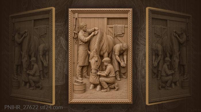 Groom combs the horses mane 3d STL model