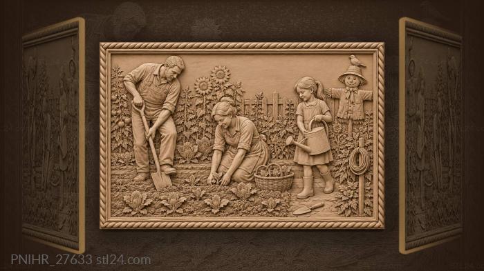 Garden work family harvest time 3d STL model