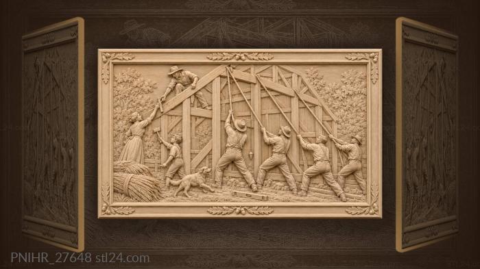Barn raising teamwork rural life 3d STL model