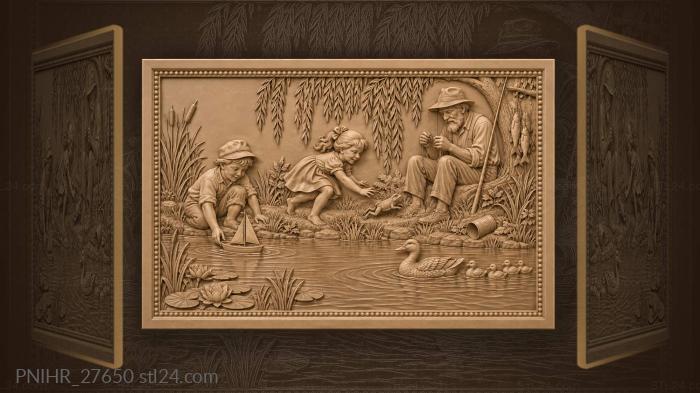 Lakeside fun with family and ducks 3d STL model