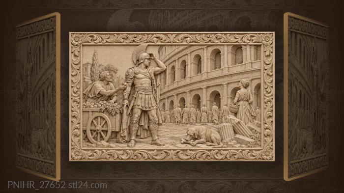 Gladiator readies helmet outside the colosseum 3d STL model