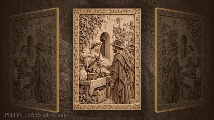 Obidos cherry liqueur stall scene 3d STL model