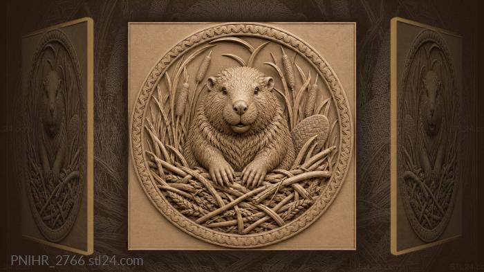 Beaver among the riverside reeds 3d STL model