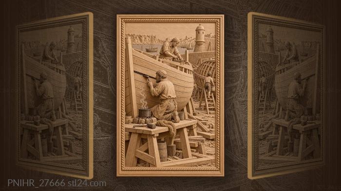 Lagos boatyard scene bustling activity 3d STL model