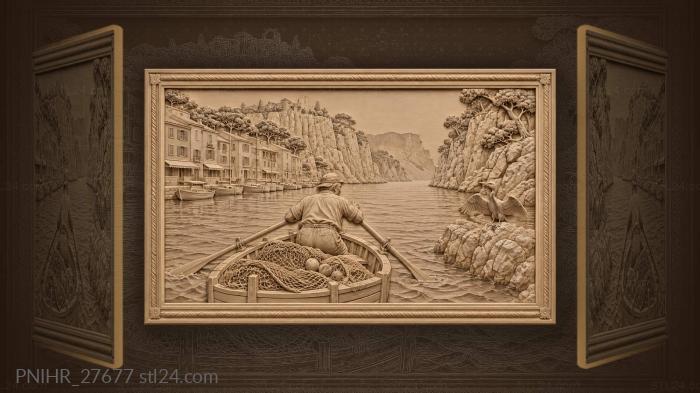 Fisherman leaving cassis harbor at dawn 3d STL model