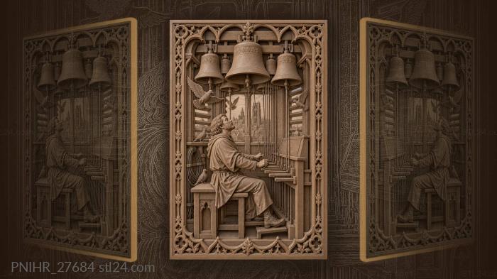 Belfry player with soaring pigeons 3d STL model