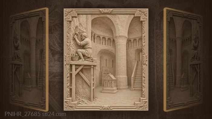 Aubeterre church stonecutter at work 3d STL model