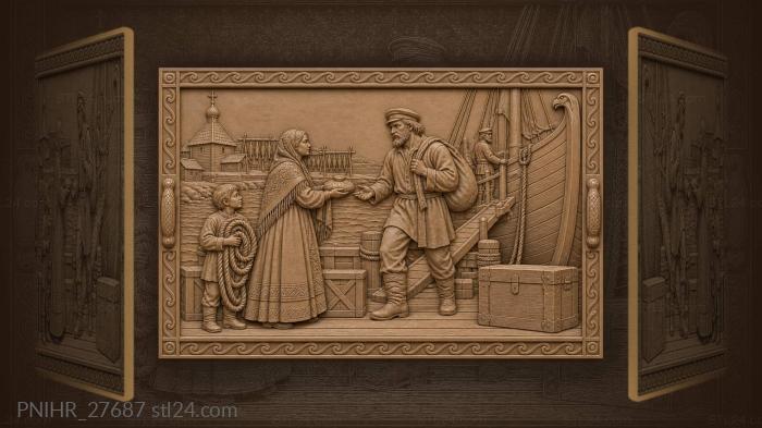 Harbor woman offers the departing sailor bread 3d STL model