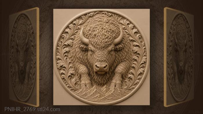 Majestic bison among mountain peaks 3d STL model