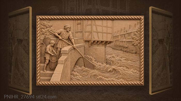 Dip net over the bridge parapet 3d STL model