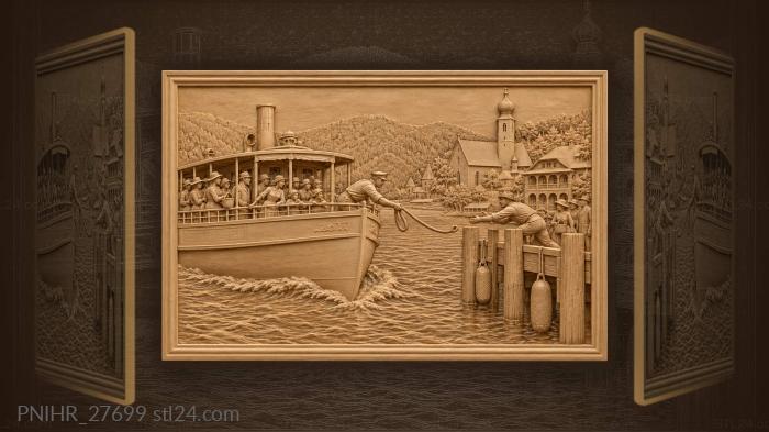 Wolfgang lake ferry approaching the pier 3d STL model