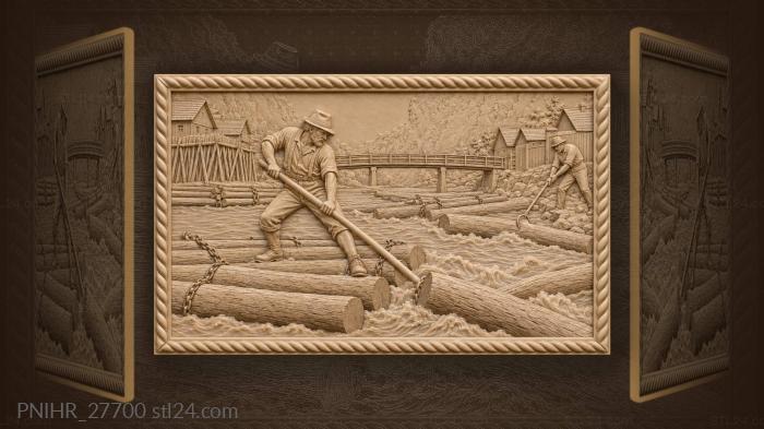 Austrian logger river log drive 3d STL model