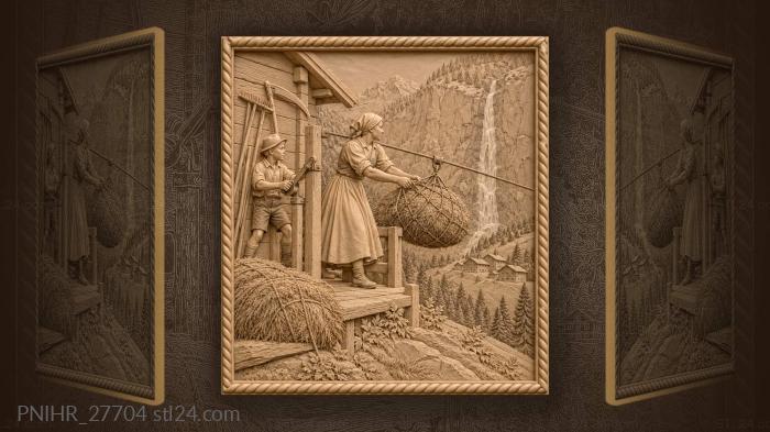 Swiss farm hay cable transport 3d STL model