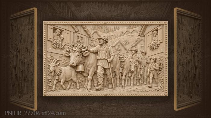 Appenzell cattle drive village festival 3d STL model