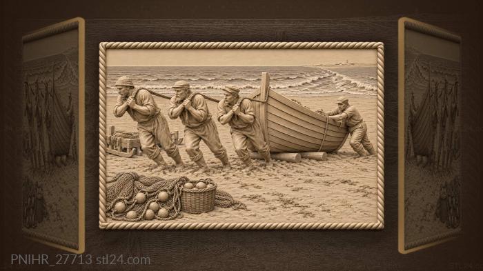 Skagen fishermen hauling boat ashore 3d STL model