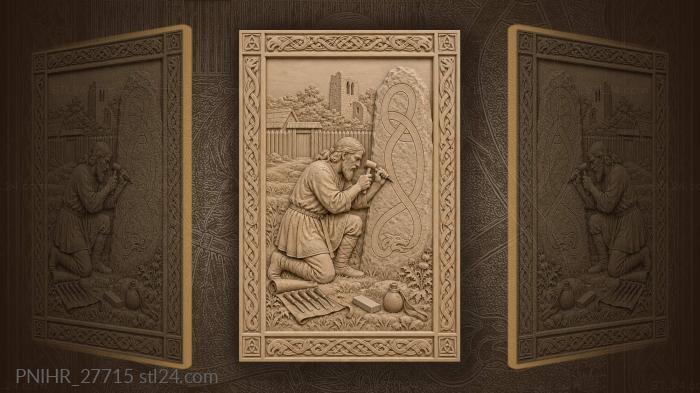 Rune carver at memorial stone 3d STL model