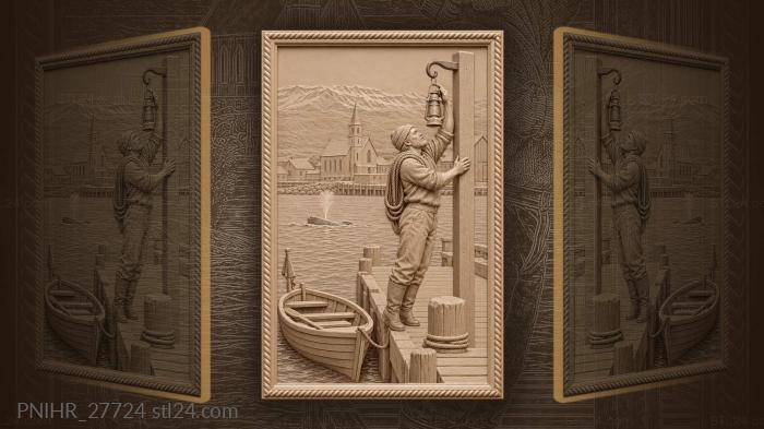 Húsavík harbor whale watching scene 3d STL model