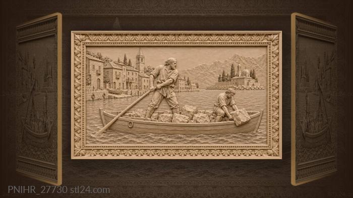 Perast oarsman with stone cargo 3d STL model