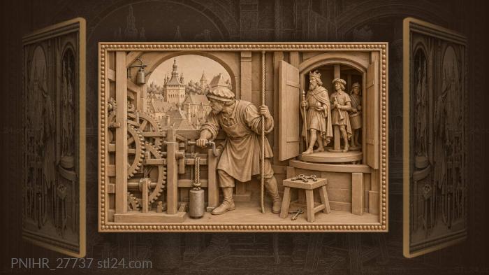 Clockmaker and moving figures of sighisoara 3d STL model