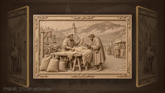 Brasov market wool trade scene 3d STL model
