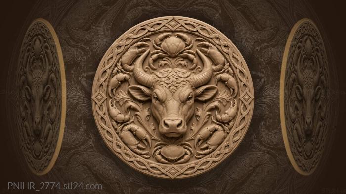 Powerful bull with crab border 3d STL model