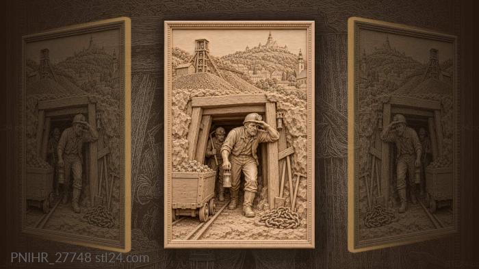 Miner emerges from dark tunnel 3d STL model