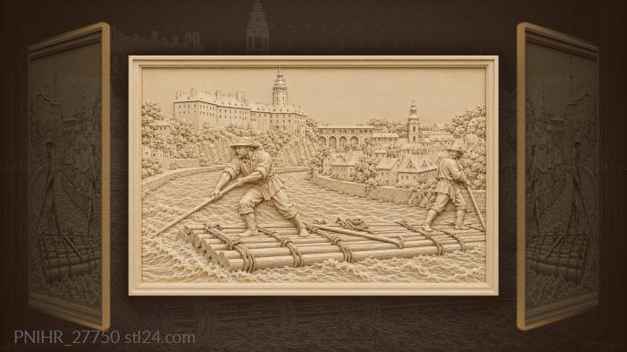 Vltava river raft cesky krumlov bend 3d STL model