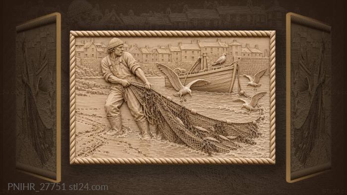 St ives harbour net and gulls 3d STL model
