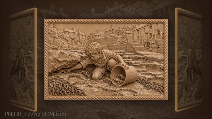 Crab pulled from under the rock ledge 3d STL model