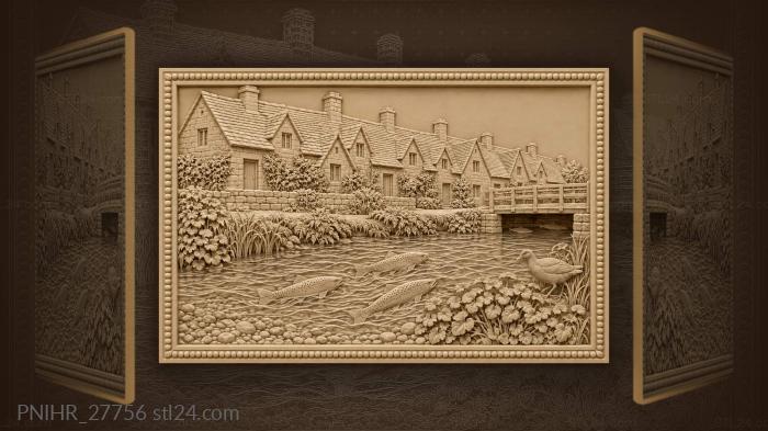 Bibury cottages trout stream watercress 3d STL model
